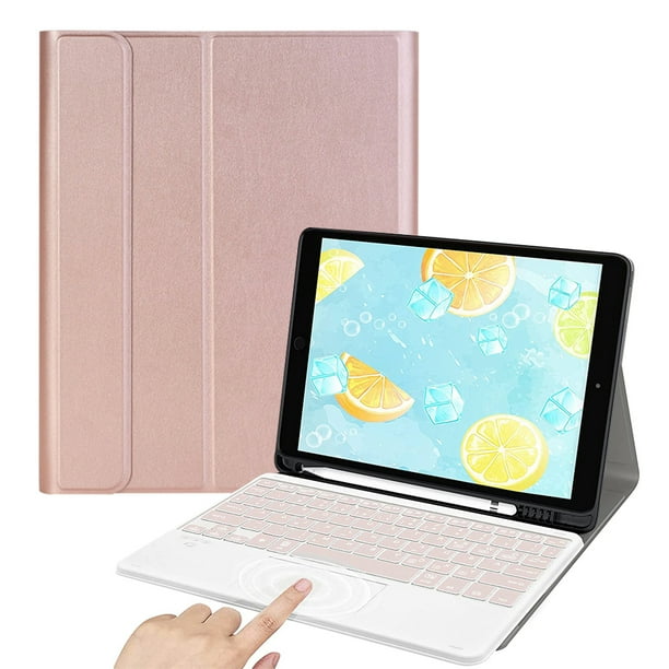 Funda con teclado táctil para iPad 2018/2017/Air/Air2/Pro 9.7/iPad 5, 6 con teclado Bluetooth inalámbrico desmontable y portalápices integrado