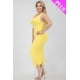 thumbnail image 5 of Saronite Vestido Midi Ajustado sin Mangas, Elástico, Fruncido y con Escote Cuadrado, Color Amarillo (Talla Grande para Mujer), 5 of 5