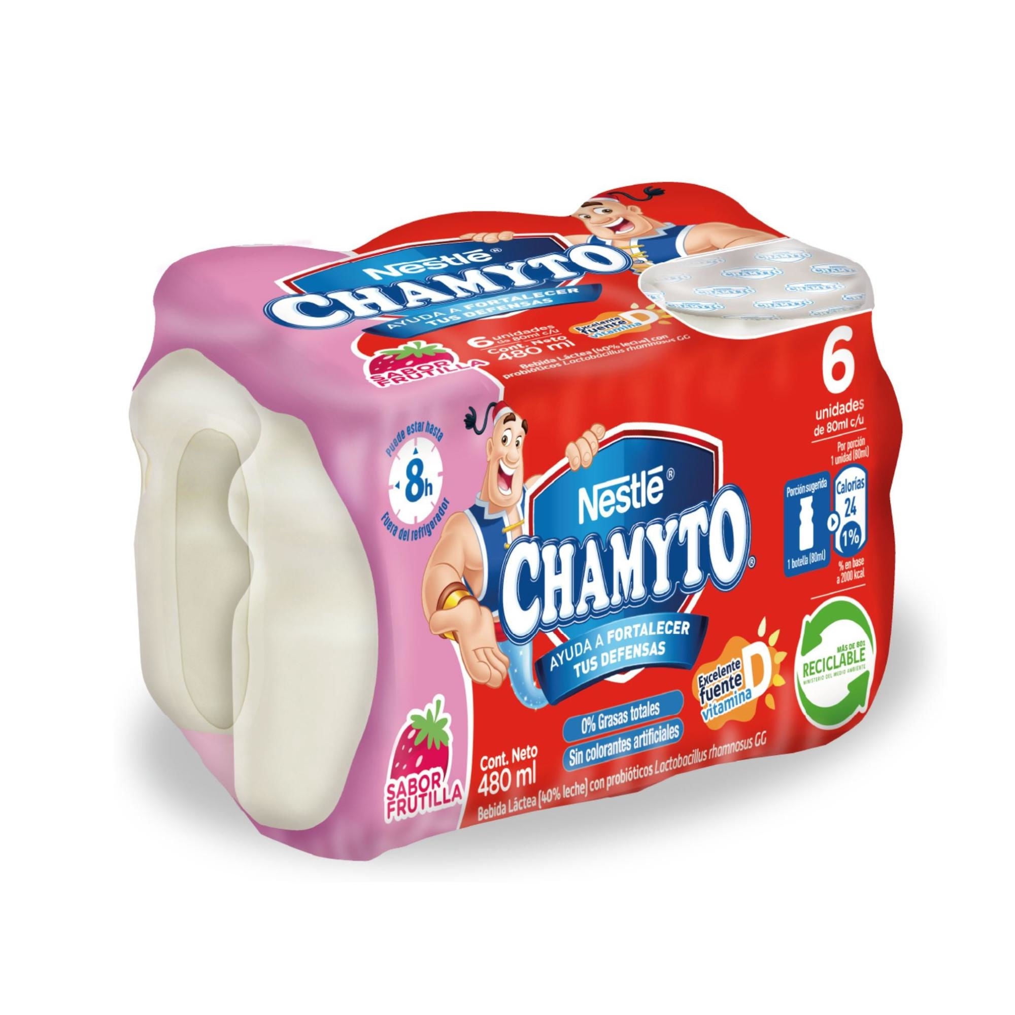 Yoghurt Probiótico Frutilla Multipack 80ml Chamyto