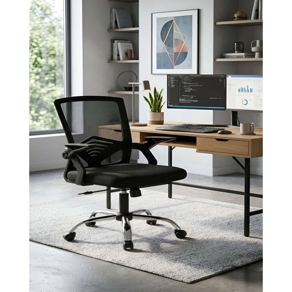 Silla de Oficina Ergonómica Brazos Abatibles y Soporte Lumbar