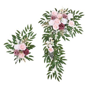 Magideal - Centro Boda Falso Con Para Decoración Floral De Fondo , Rosado