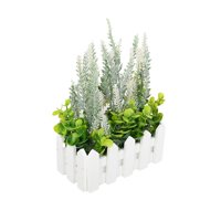 Magideal - Planta En Maceta De Flores Artificiales, Decoración De Escritorio, Cerca De Piquete En Maceta, Decoración De Escritorio, Decoración Del Hogar Para Gra Blanco