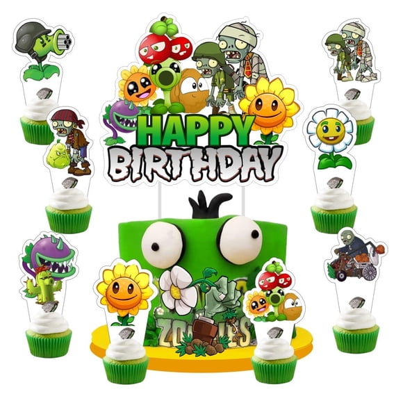 Decoración de tartas, plantas y zombis, suministros para fiestas de cumpleaños
