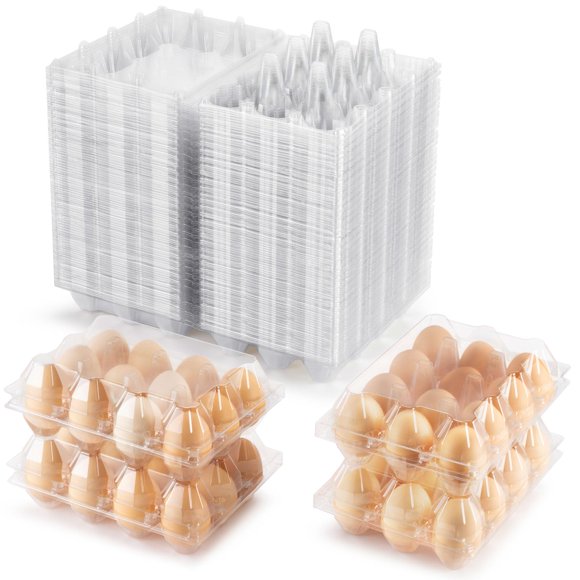 Cartones para huevos SINLUCESCE de plástico para 12 huevos, 100 paquetes, transparentes