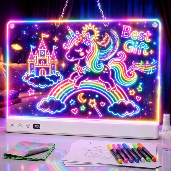 Pizarra LED de dibujo recargable para niños, Comzler