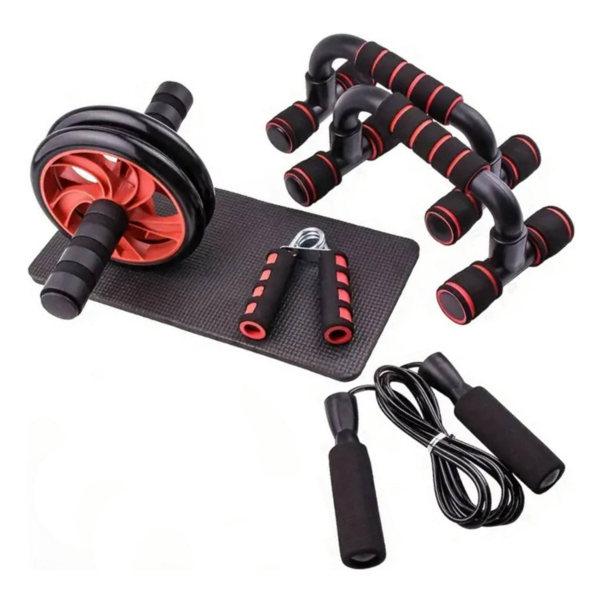Yep - Set Rueda Abdominal - Cuerda Saltar - Mangos Push Ups Rojo