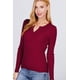 thumbnail image 1 of Saronite Suéter de Viscosa de Punto Acanalado Básico con Cuello Henley y Manga Larga, Color Vino (para Mujer), 1 of 3