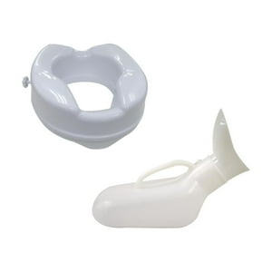 Glomed - Pack Urinario Plástico Mixto Blanco + Alza Baño Wc