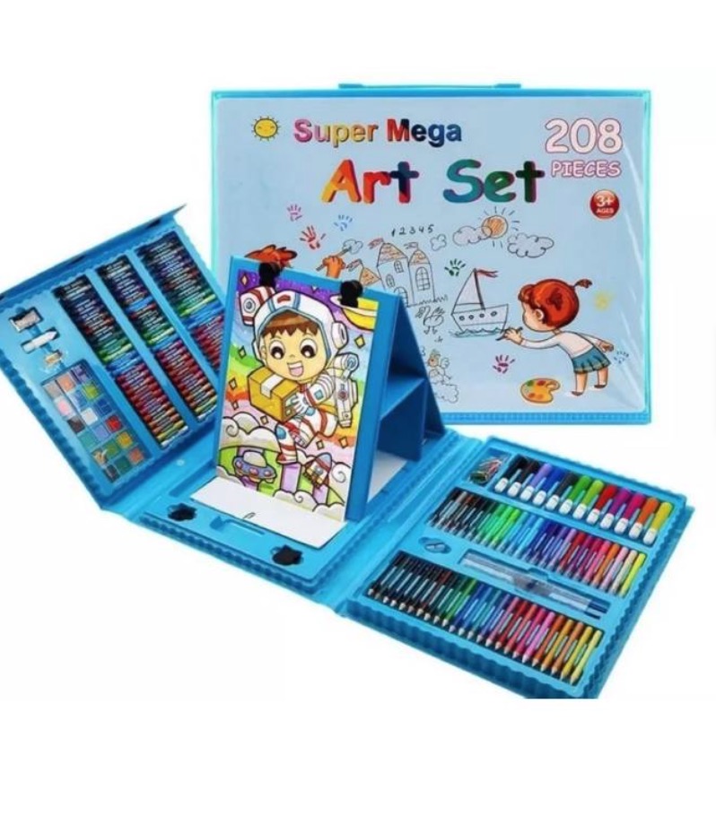 Tomasstore - Set Dibujo Portátil 208 Piezas De Arte Para Niños Kit Azul