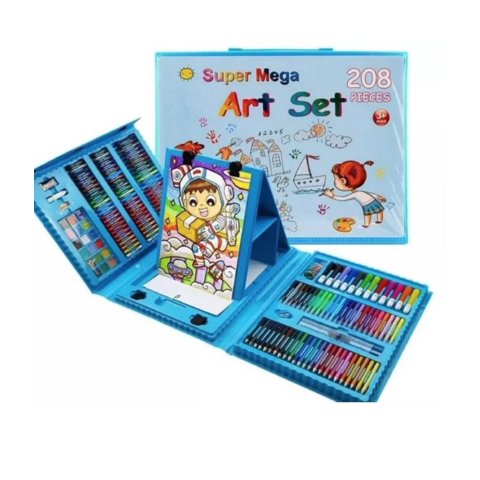 Tomasstore - Set Dibujo Portátil 208 Piezas De Arte Para Niños Kit Azul