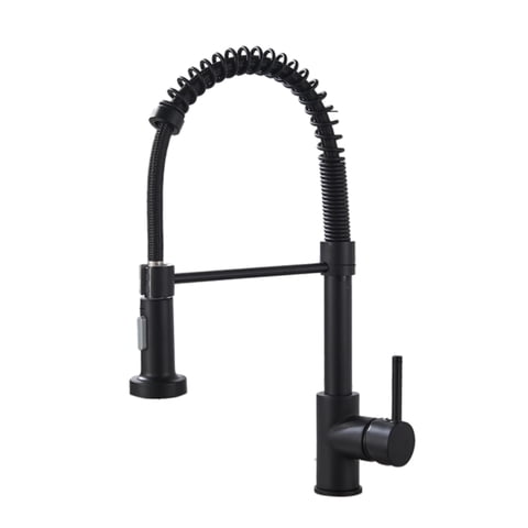 Importclick - Llave Monomando Lavaplatos Profesional Con Resorte Negro