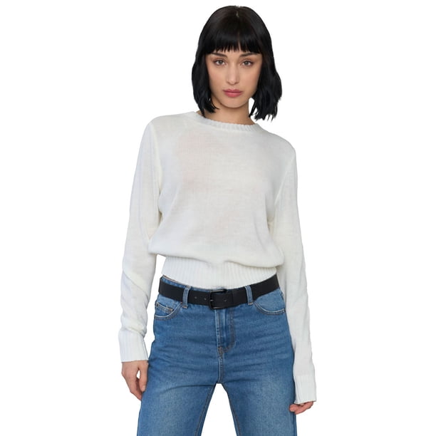 Sweater Mujer Básico Cuello Redondo Ecru Corona