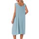 thumbnail image 3 of INSPIRE CHIC Vestido de dormir largo de algodón para mujer con bolsillos, suave, sin mangas, cuello redondo, ropa de descanso, talla M, azul claro, 3 of 6