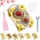thumbnail image 1 of Mini prensa flores llavero kit completo oro metal miniatura conservación senderismo manualidades, 1 of 4