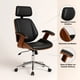 thumbnail image 5 of Silla oficina cuero negra con apoyabrazos madera y respaldo cabeza, 5 of 7