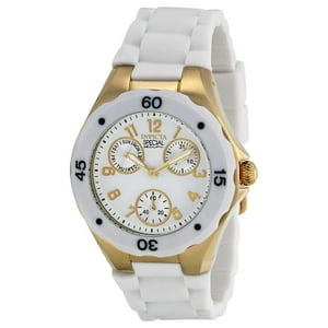 Reloj Invicta Con Cronógrafo De Ángel De Acero Inoxidable Y Silicona Blanca 18796