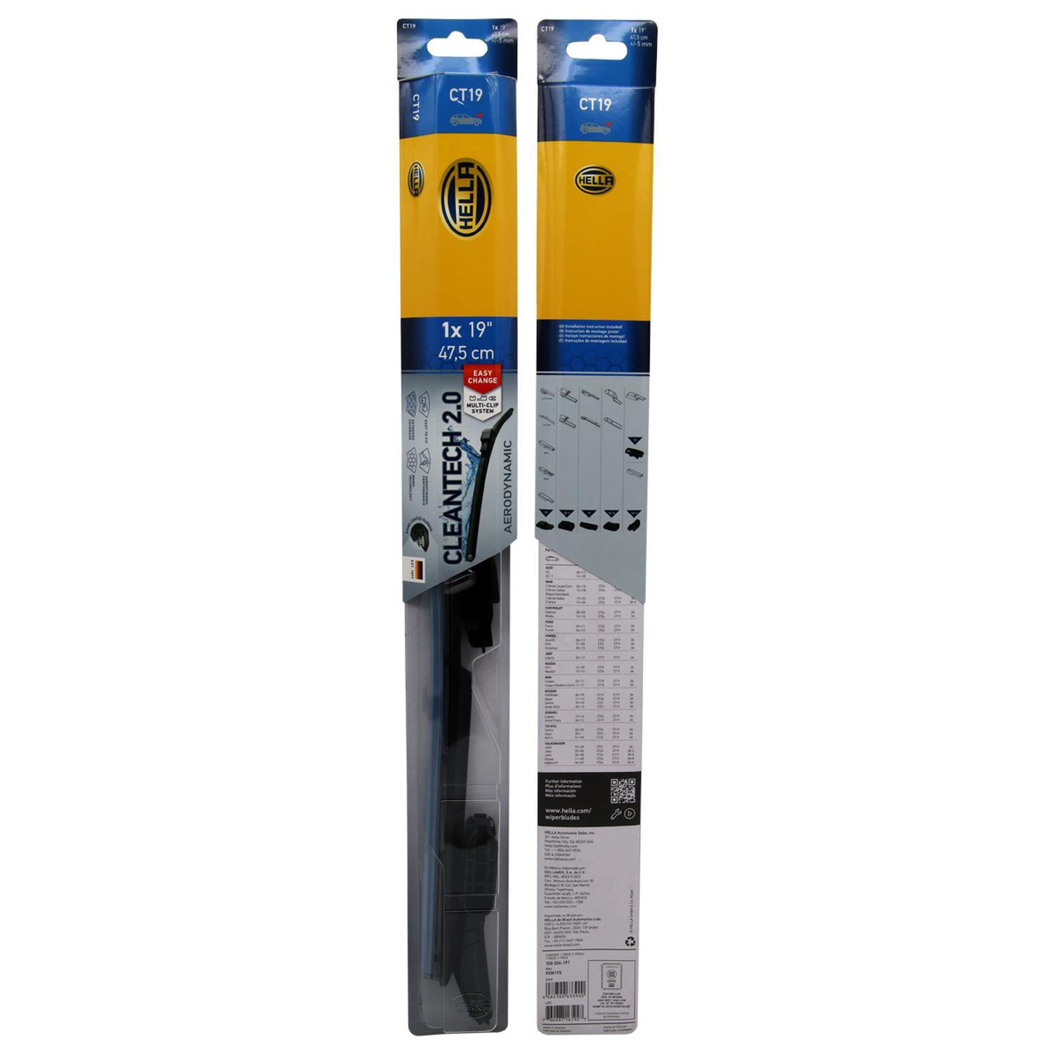 Plumilla Hella Cleantech 19 Pulgadas 48,2 Cm Con Adaptadores Negro