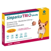 Zoetis - Simparica Trio Antiparasitario X1 Comp Perros 1,3 - 2,5 Kg