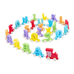 Magideal - Juego De Tren De Madera, Alfabetos, Reconocimiento De Letras Originales, Vagones De Tren Apilables, Niños Pequeños, Niñas, Niños, Regalo De Cumpleaños