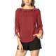 thumbnail image 4 of INSPIRE CHIC Blusa de Mujer con Cuello Volante, Manga Media, Transparente, Verano, Lunares, Talla 3XL, Rojo Vino, 4 of 8
