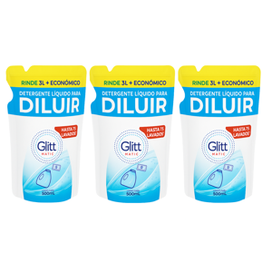 Detergente Para Diluir 500 Ml Glitt - Pack 3 Unidades
