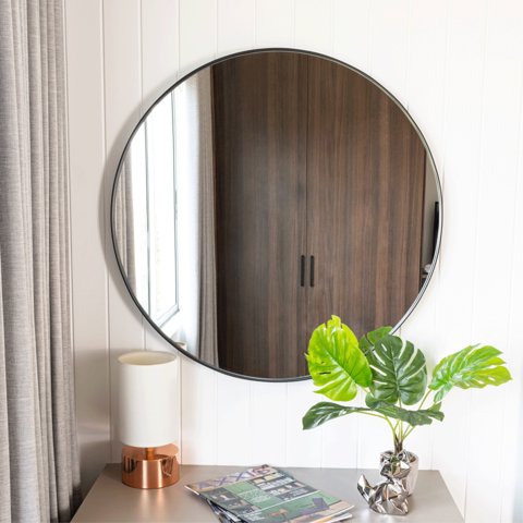 Tuhome - Espejo Circular Lisboa Marco Metalico 80X80X3,5 Cm