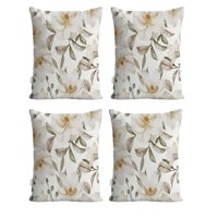 Genérico - Pack De 4 Fundas De Cojin Floreadas 45X45 Blanco 02