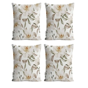 Genérico - Pack De 4 Fundas De Cojin Floreadas 45X45 Blanco 02