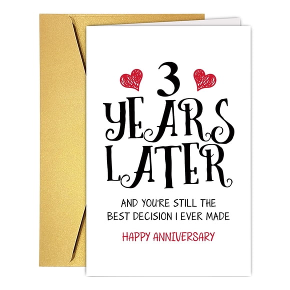 Tarjeta de aniversario RUALOVE divertida para el tercer aniversario para pareja