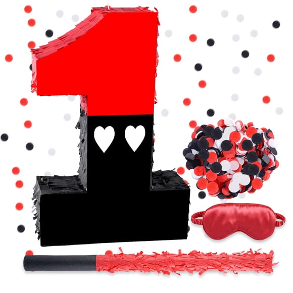 Piñata JHGCVX 40 cm Rojo y Negro Número 1 – Conjunto