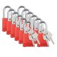 thumbnail image 1 of Candado de seguridad Brady 12 unidades rojas, cada uno con llave diferente, 2 llaves, 1 of 7