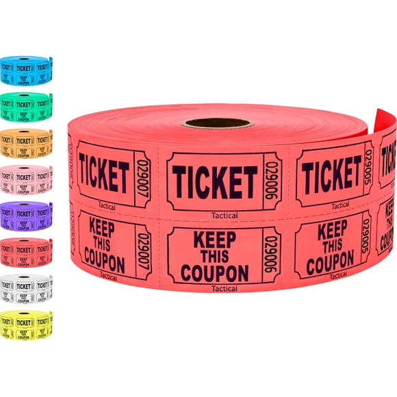 Boletos de rifa Tacticai 1000, rollo doble rojo (1 de 8 colores)