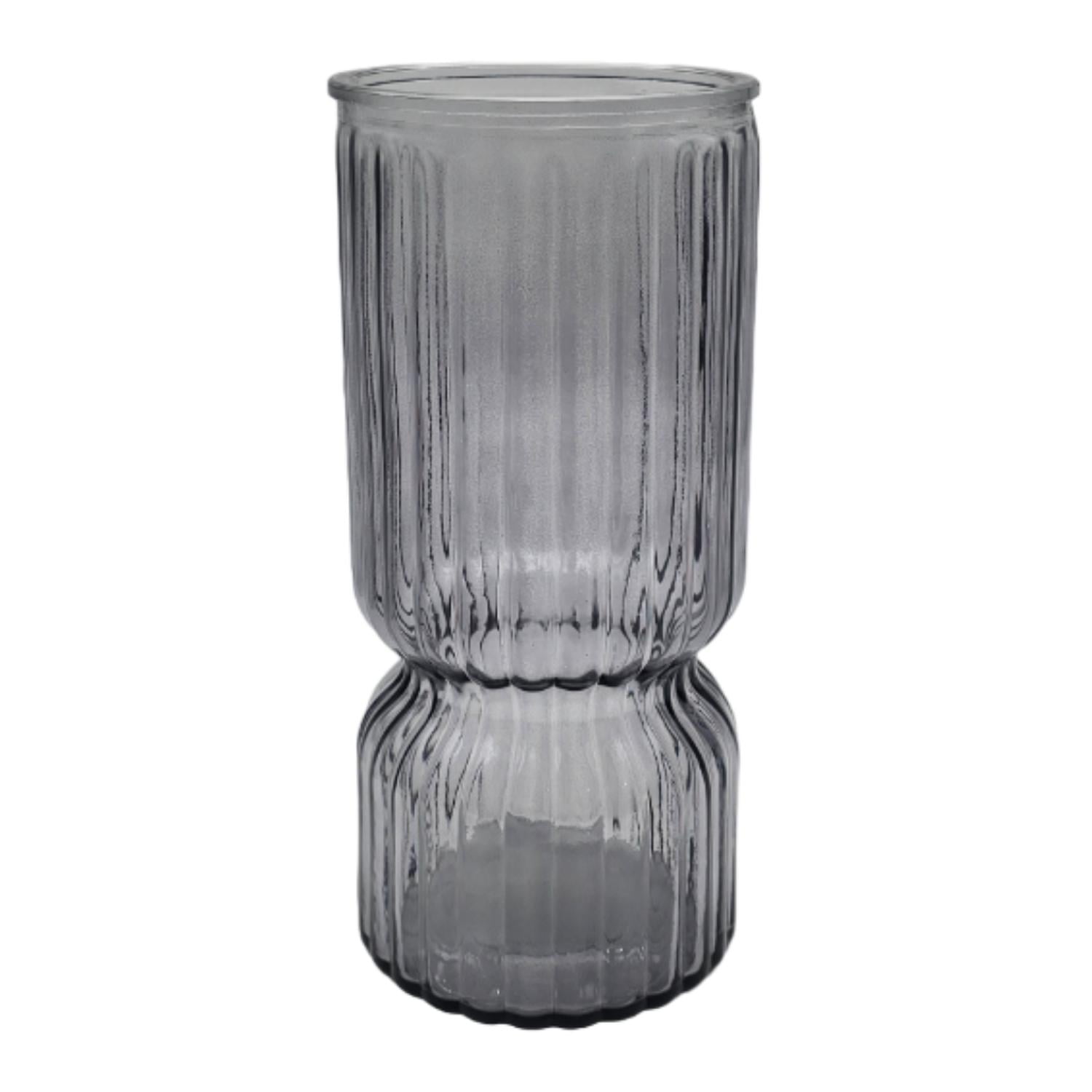 Fliperex - Florero Decorativo De Vidrio Cristal Con Diseño Tonos Grises Gris