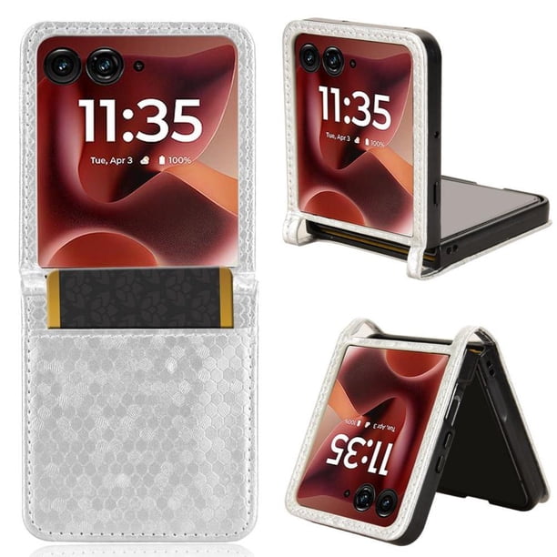 Funda Cartera Lunares Motorola Razr 60 Ultra con Tarjetero, Correa y Soporte Plata