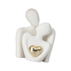 Magideal - Mini Estatua De Pareja Escultura Abstracta Decoración Del Hogar Escultura De Pareja De Cerámica Para El Día De San Valentín Sala De Estar Cumpleaños A Blanco