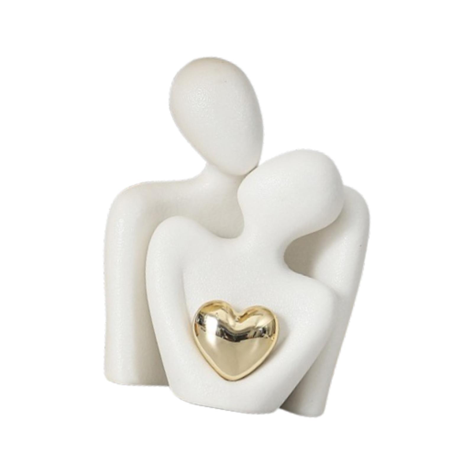 Magideal - Mini Estatua De Pareja Escultura Abstracta Decoración Del Hogar Escultura De Pareja De Cerámica Para El Día De San Valentín Sala De Estar Cumpleaños A Blanco