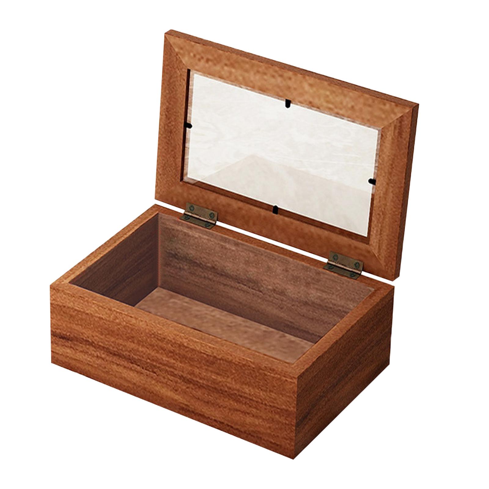 Bothyi - Caja De Almacenamiento De Madera Rústica Con Tapa Superior De Vidrio Para Coleccionables Pasatiempos Sundries S