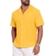 thumbnail image 4 of INSPIRE CHIC Camisa de Hombre con Cuello de Campamento, Botones Abajo, Manga Corta, Tejido Texturizado Hueco, Talla L, Amarillo, 4 of 6