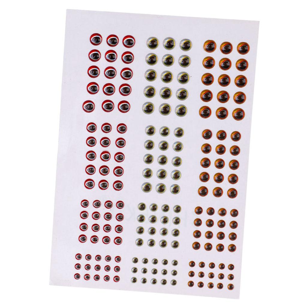Occhi Adesivi 2D Per Esche Da Pesca – Realistici In PVC – 4/5/6/8 Mm – Confezioni Da 72 A 154 Pezzi