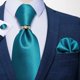 thumbnail image 4 of Corbata Hombre Seda En Caja + Anillo Dorado, Paño Y Colleras turquesa Talla Única, 4 of 4
