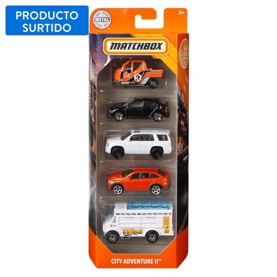 Autos Matchbox Auto Básico Pack 5 Vehículos Metal Niños 3 Años+