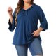 thumbnail image 1 of Agnes Orinda Women's Plus Size School College Ruffle 3/4 Sleeve V Neck Business Elegant Casual Tunic Dressy Top 4X Azul, 1 of 6