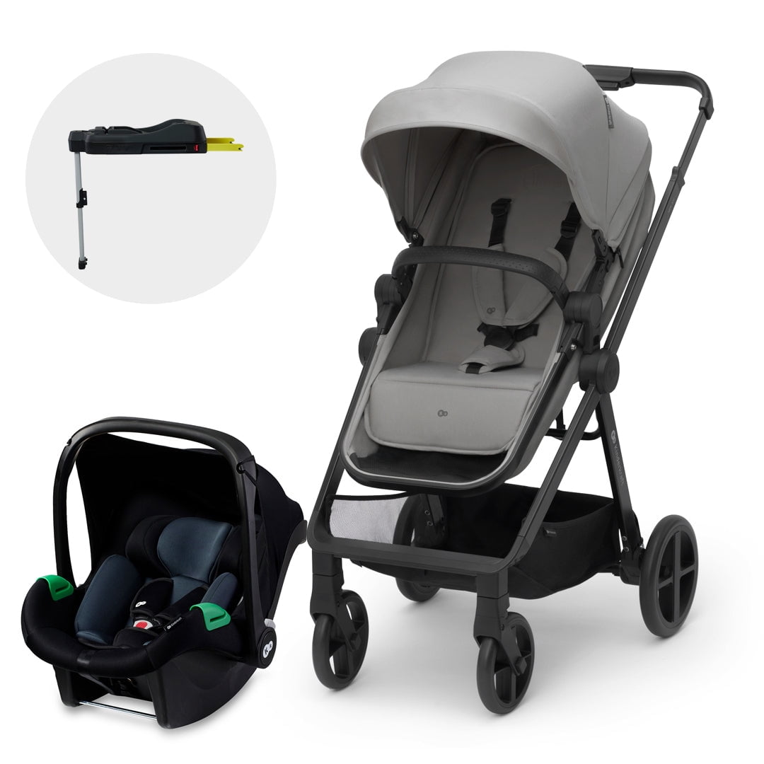 Kinderkraft - Coche Travel System Newly 3 En 1 Gris + Base Isofix