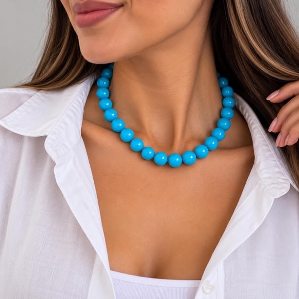 Collar Balloon Chicle Chunky De Cuentas Medianas Unisex celeste 22