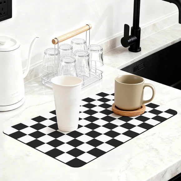 Tapete de Cocina a Cuadros Negro Yinoos 30x51 cm