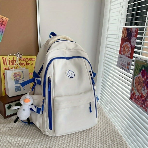 Stylish Multi-Layer School Bag: Large Capacity Student Backpack With Duck Pendant Travel Bag