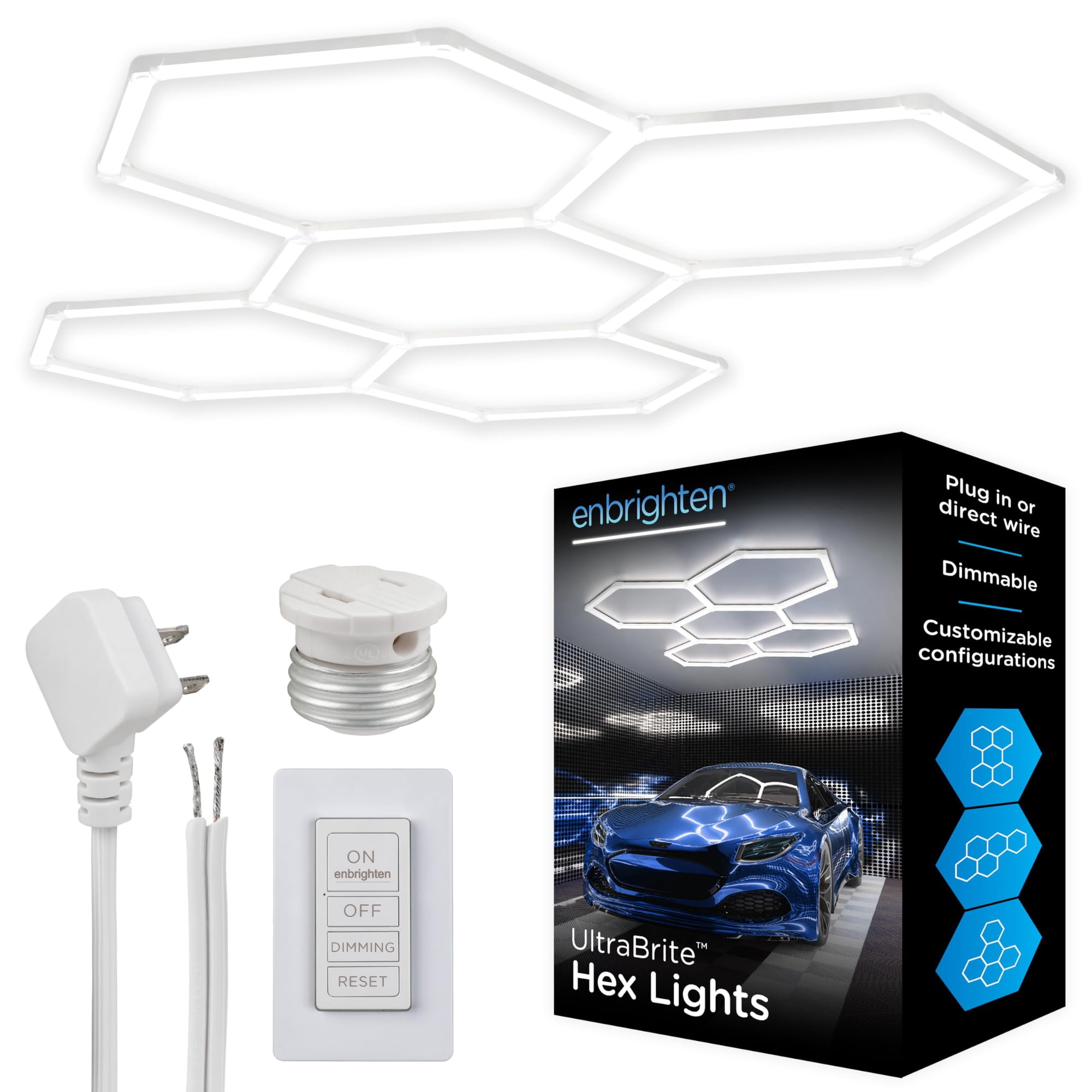 Lámpara Led De Techo Enbrighten Ultrabrite Hexagon Garage, Paquete De 24