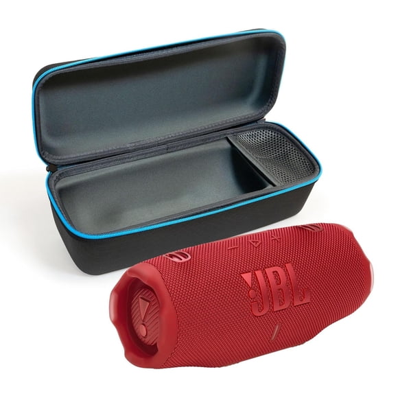 JBL Charge 6 (Rojo) + Pack con estuche protector divvi! (Negro)