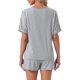thumbnail image 3 of INSPIRE CHIC Conjunto de Pijama de Punto de Jersey para Mujer con Manga Corta, Hombro Caído y Pantalones Cortos con Cintura Elástica S Gris, 3 of 6