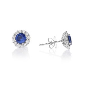 Pj Jewelry - Aros 10K White Gold 4 Ct Round Created Blue Sapphire Halo Plated